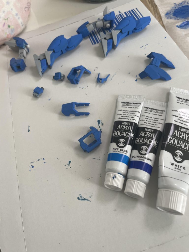 青と赤は調色して黄色は取り忘れる……