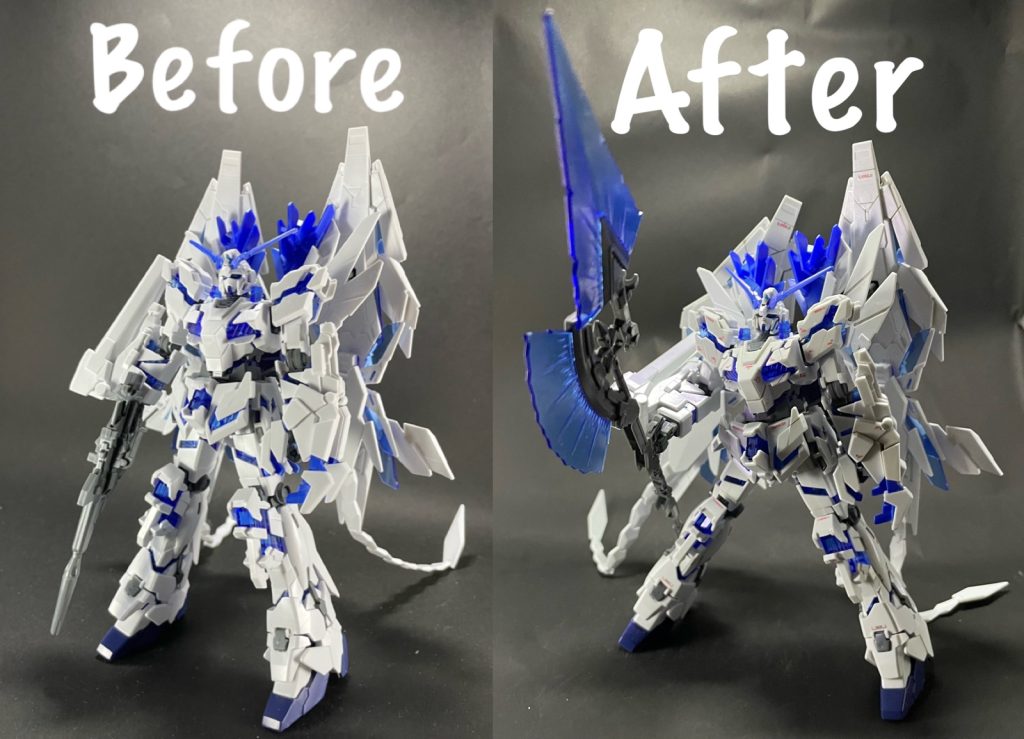 素組みとのビフォーアフター！ポロリが多かったので、あまりポージングはとれていません😖