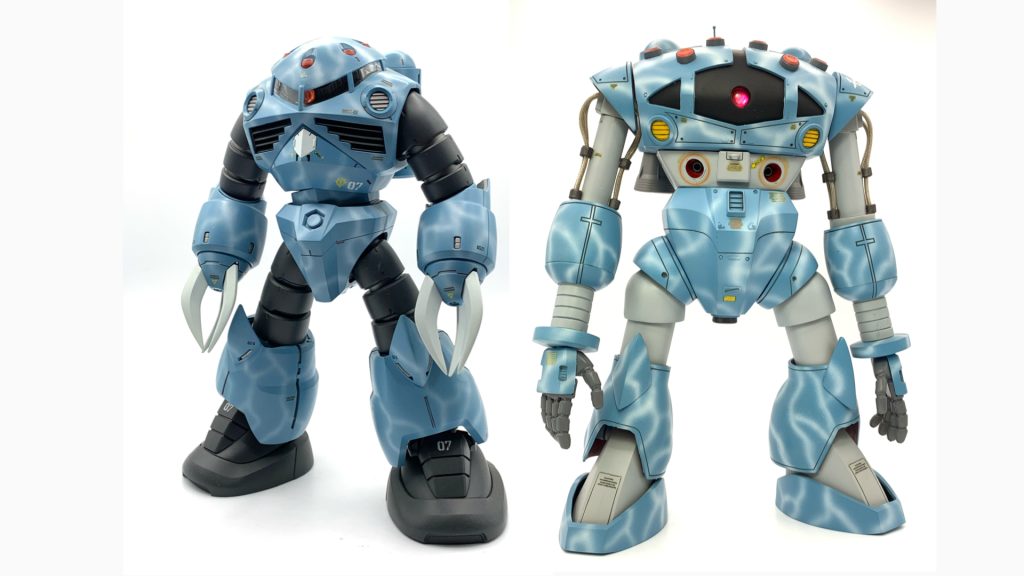 並べるとこんな風になります。今度は1/144のガンプラで同じ様な仕上げをしてみたいですね。