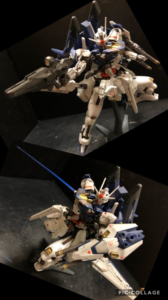 oyz「後は武装の解説するわね。基本的には大きくは変わらないわ。変更したのは”エスカッシャン“よ。一部の“ガンビット”の配置をウイングと肩にしているわ。こちらは主に機体の性能向上の為ね。“エスカッシャン”はショートシールドを基本としてビームガン2基を増設、今までビームライフルしかなくて脆弱だったエアリアル本体の攻撃力をUPしてるという訳。大きなシールドでなくなった分、エアリアルの俊敏性が向上しているわ。」ニカ「配置が変わって機体特性のバランスを変えたんですね。」oyz「その通りよ。配置を変えた“ガンビット”は可変時の本体性能のバランスを良くする為でもあるの。羽根についてる“ガンビット”を”エスカッシャン“に戻す事で、今までの大型シールドにする事も出来るわよ。理解出来たかしら？スレッタ。」スレッタ「(　ﾟдﾟ)ﾎﾟｶｰﾝ」