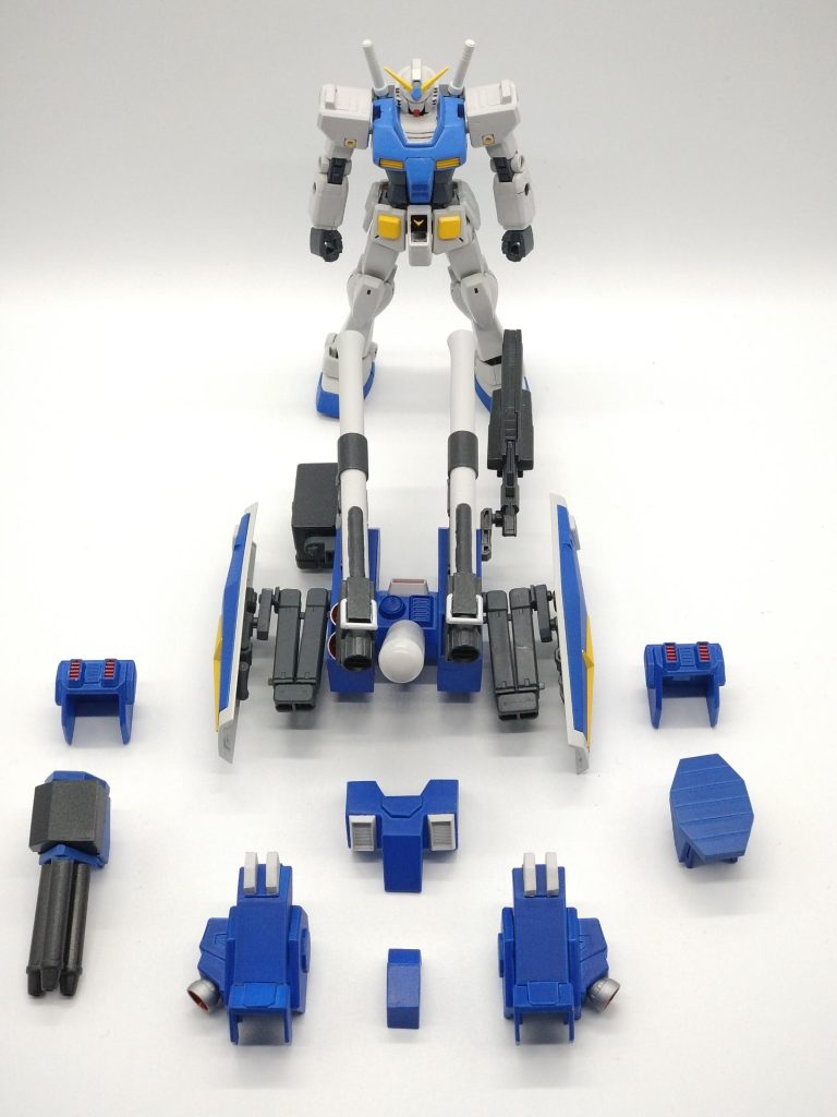 接続方法は肩部はNT-1のチョバム装甲の接続方法を参考にし、それ以外の部分はネオジム磁石を使用しています。サブアームはサンダーボルトのFAガンダムを参考にしています。