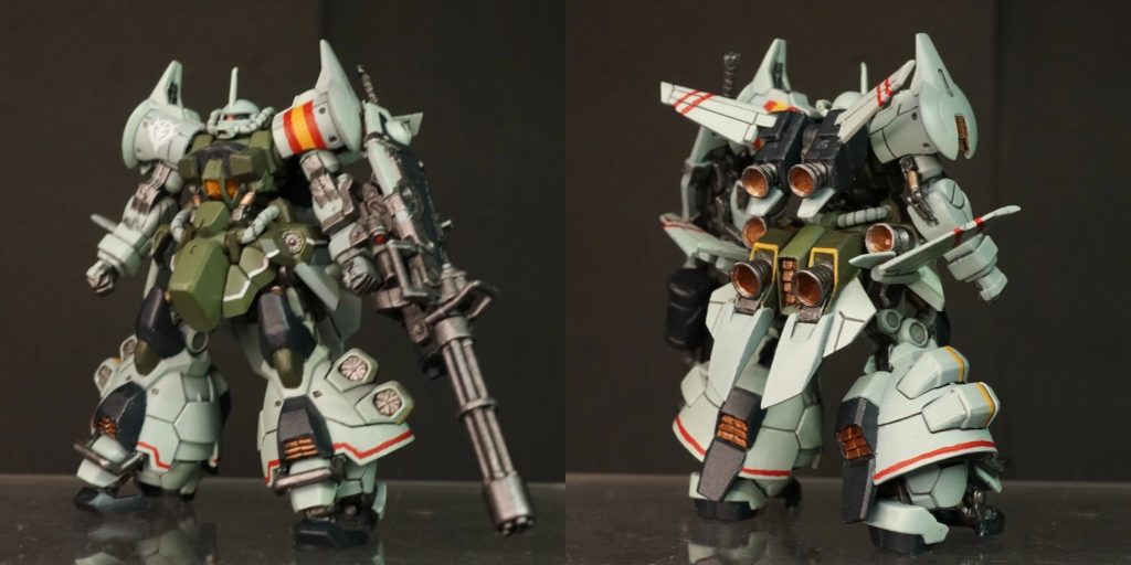 グフフライトタイプ。カラーリングはガンダムベース限定のリアルタイプカラーがモチーフです。肩のジオンマークはデカールで後のライン等は手書きです。