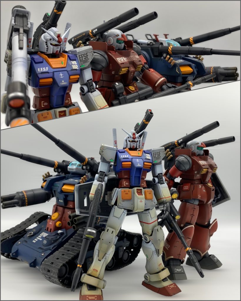 せっかく3機揃ったので並び立ちを。この時のために3作のコンセプトを合わせたので、違和感無く溶け込んでくれて一安心です。