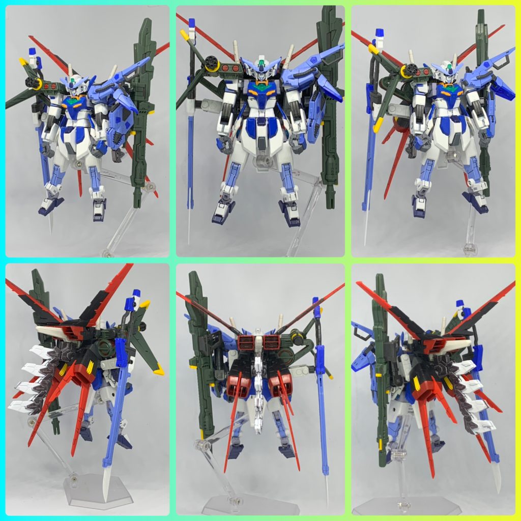 そしてパーフェクトシナスタジア。前と後ろ。マルチプルアサルトストライカー用のバッテリーパックはジャンクのGフレームのものを使用。