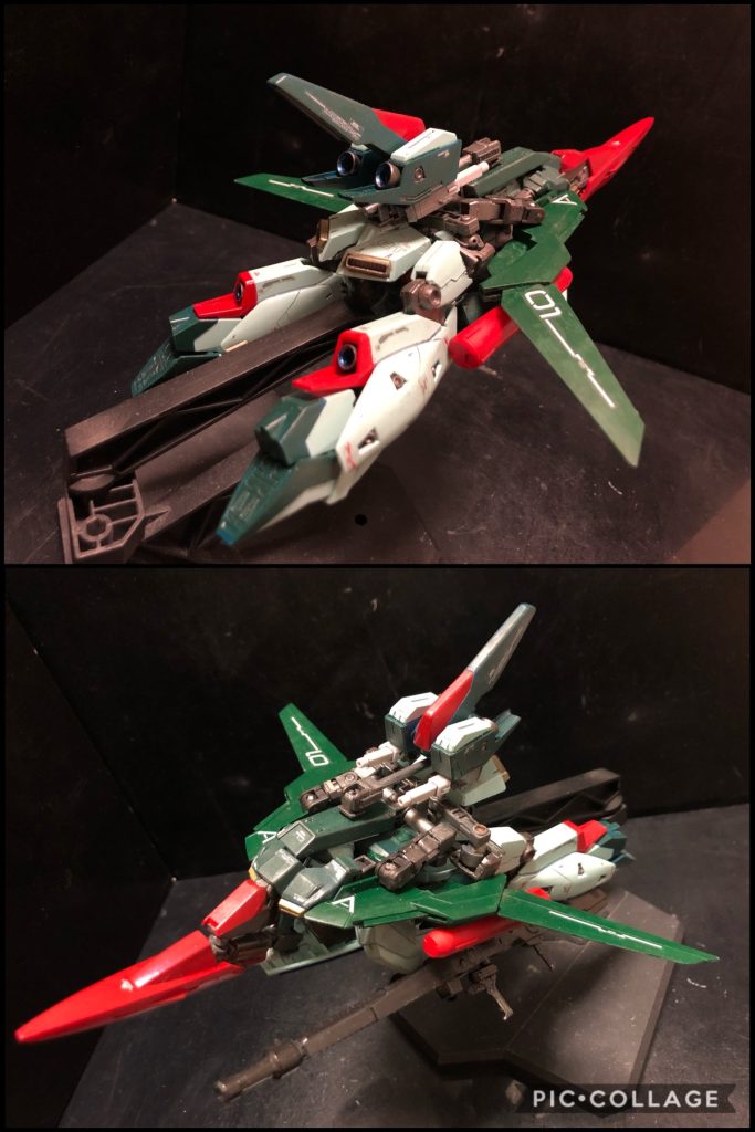 ちゃんとリ・ガズィの意匠を活かした可変になってるです。ではもうちょっと細かく可変構造を見ていきましょう。基本的に可変方法はZガンダムに準拠してます。① 頭部の収納。胸部を開き、頭部を収納していきます。クリアランス確保の為、背部のパーツは開く様になってます。コクピットブロックを上に上げると連動して頭部が収納する様になってますー。