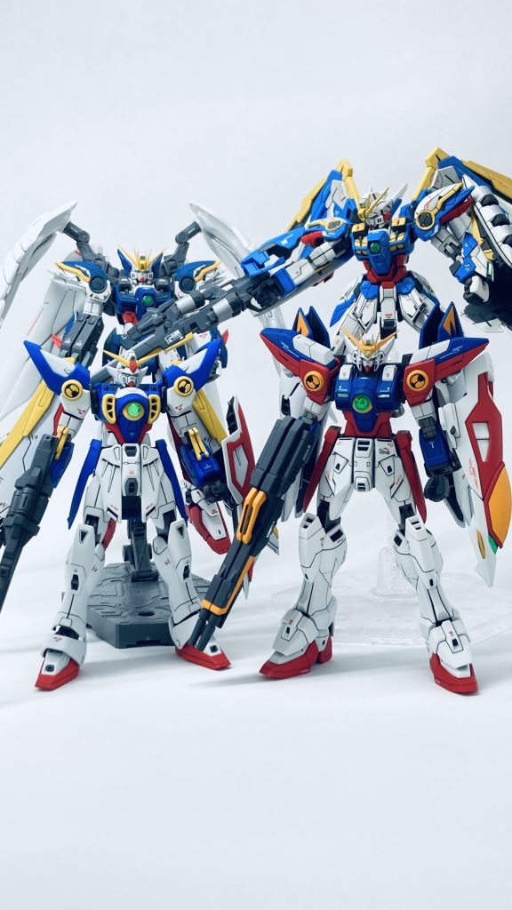 今まで製作したウイングガンダムのシリーズで記念撮影！