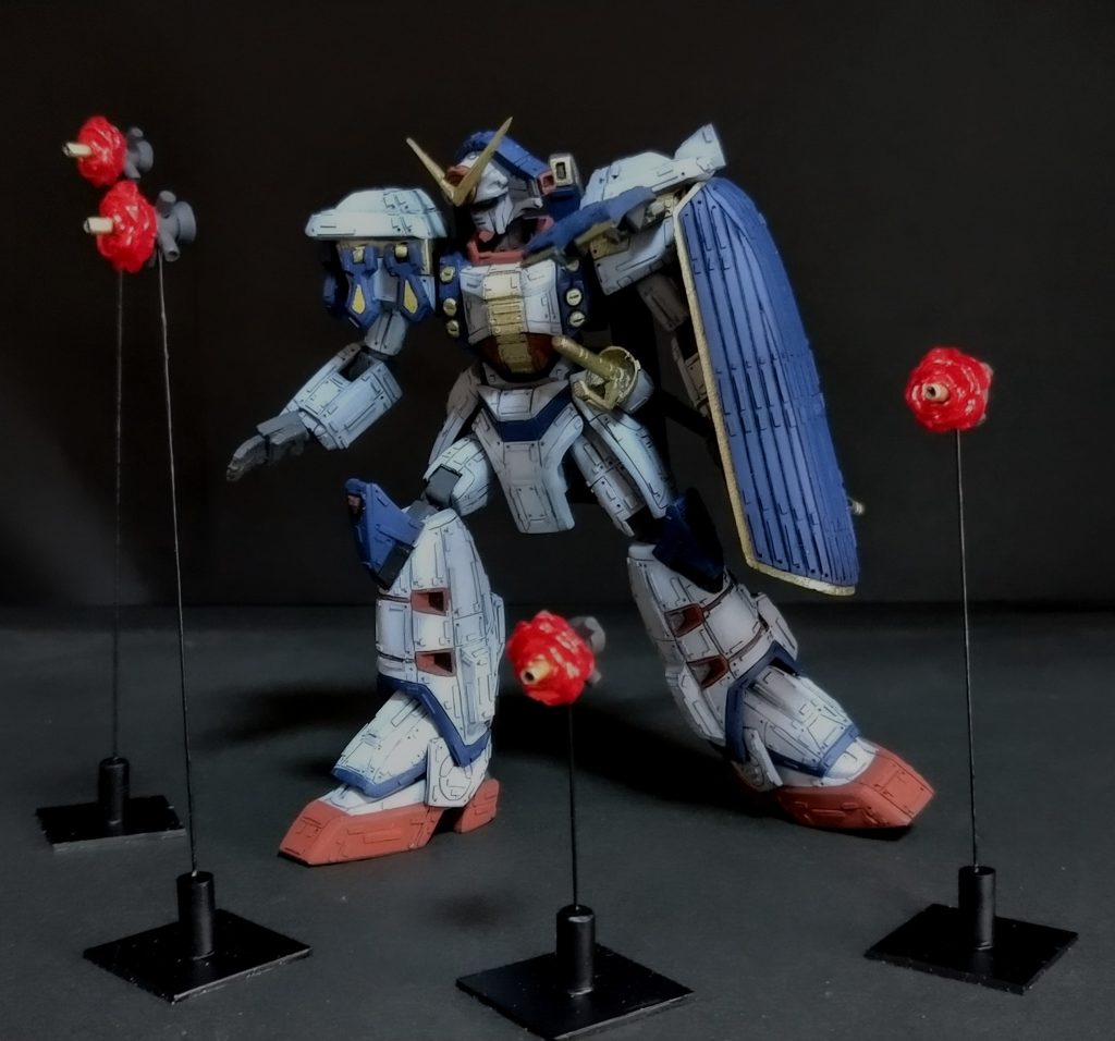 ローゼスビットは初め予定して無かったので急遽プラ材と0.5ミリの真鍮線で台座を作りました。