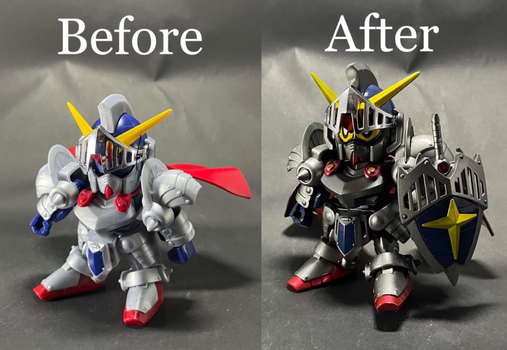 素組みとのビフォーアフター！金属感が出ていればいいなと思います😃