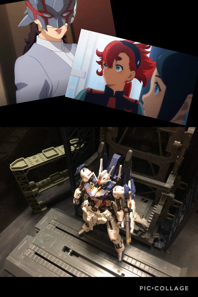 oyz「コレよ。これが改修したエアリアルよ。」チュチュ「おお！」ニカ「これが、エアリアルーーーっ！」oyz「可変改修型ガンダム•エアリアルよ。」