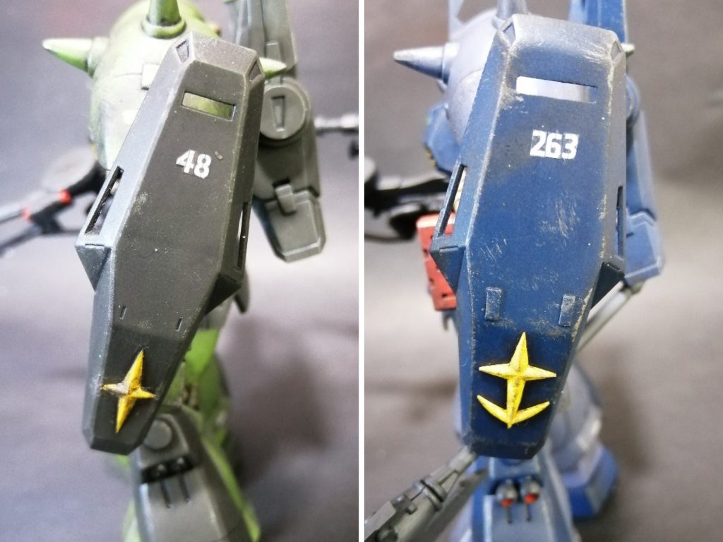 ボリューム足らないシールドを左右拡張。連邦マークは市販パーツから。