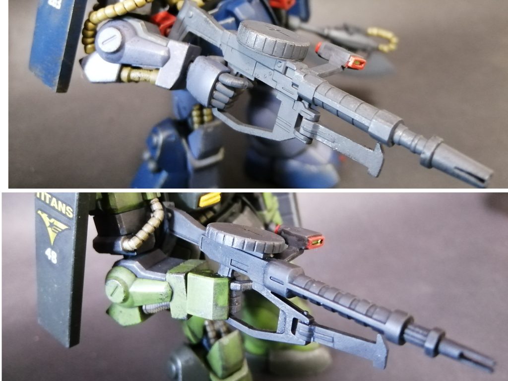 マシンガンもオリジンザクのを流用して作り直してます。