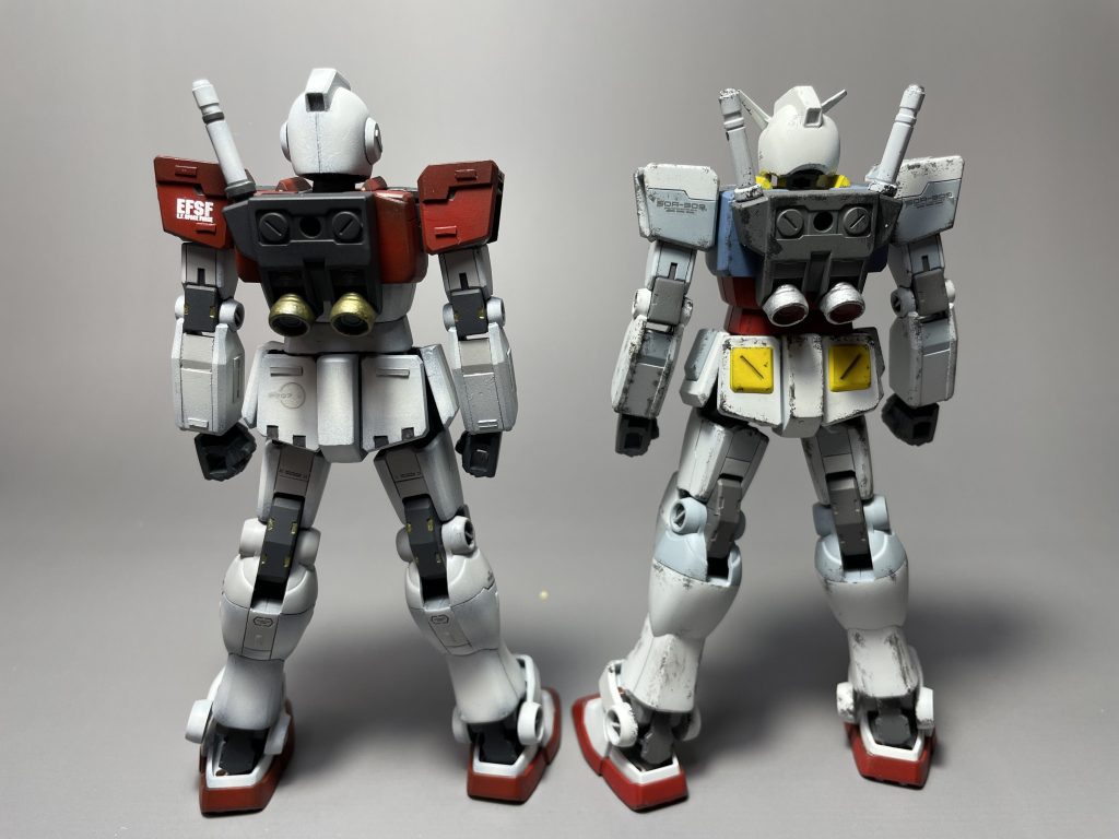 前に作ったEGガンダムとEGガンダムではプラバンでディテール追加はしていないのでジムの方が豪華に見えますね