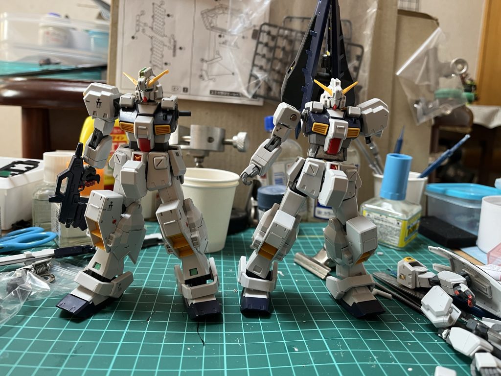 胴体延長工作。プラ板で2㎜の延長。トップヘビーでのけぞってしまいやすい欠点も改修