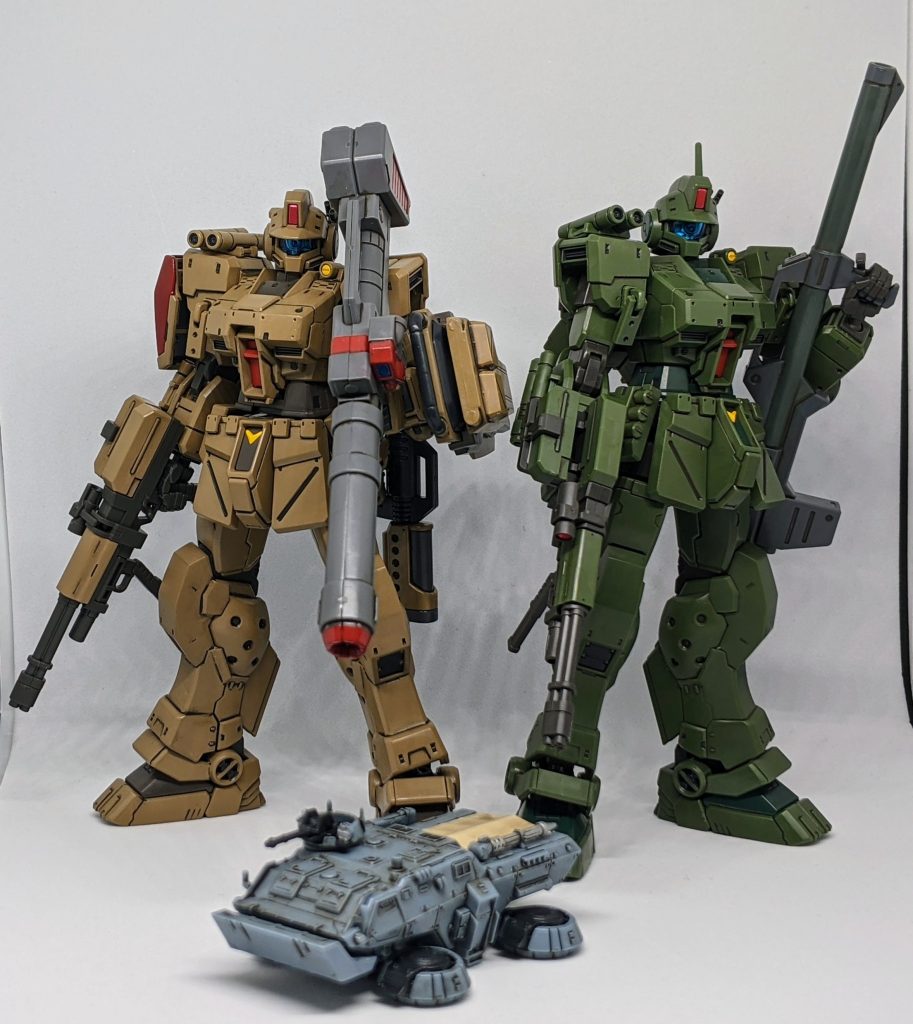 以上、ジム・スパルタン（指揮官機仕様）でした。元の完成度が高いだけに、簡単に塗装するだけでも十分格好良さを表す事が出来る優秀なキットだと改めて思いました。