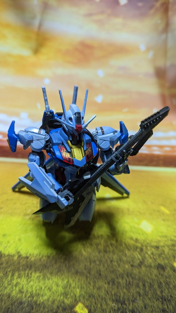 パフォーマンス中のポーズ1ギターユニットはMSGのライブアックスを使いました実は背部ビットでバランス取ってますまた、ギターは実際に演奏できる設定です