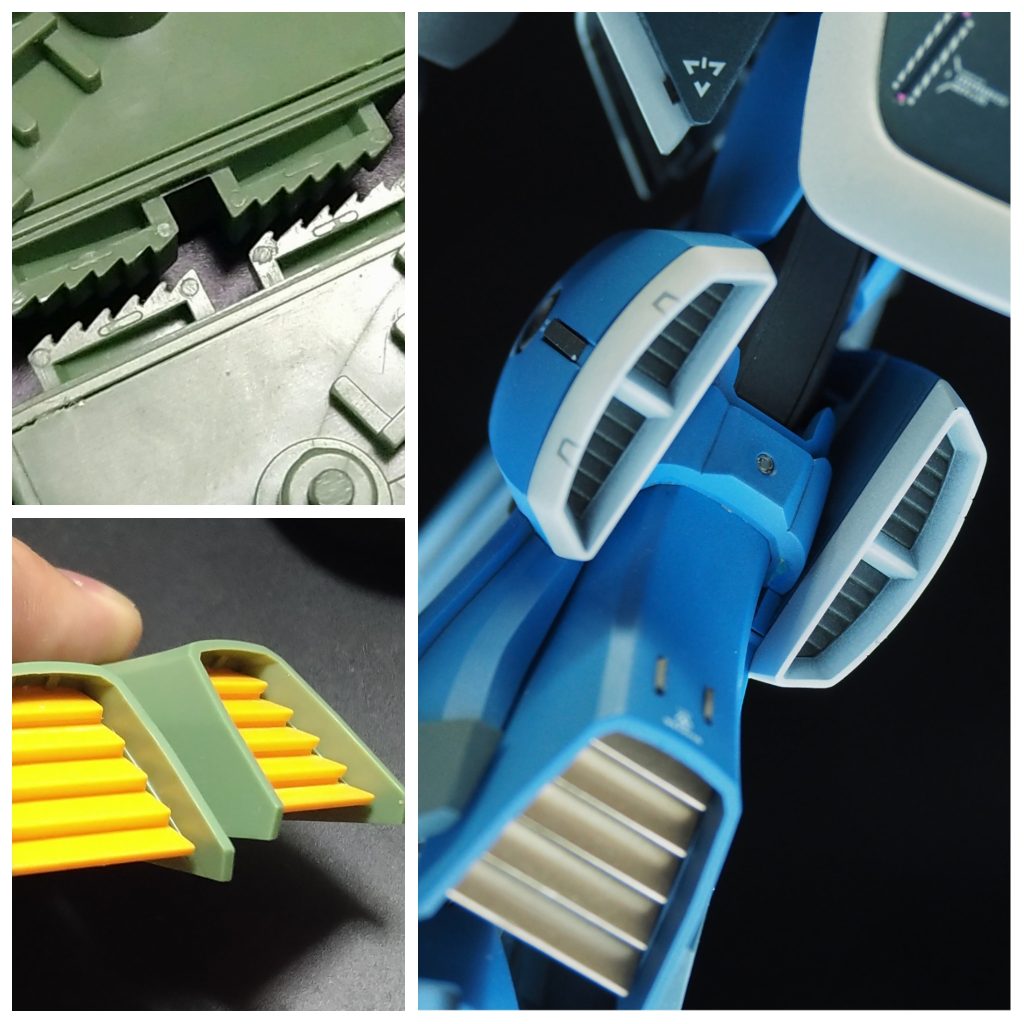 ふくらはぎのフィンモールドは凹み部分を彫り込んでいます。隠し包丁な感じｖこの他、モールドや凹みエッジはすべて彫り直し、黒立ち上げによって自然にスミ表現となるようにしました。