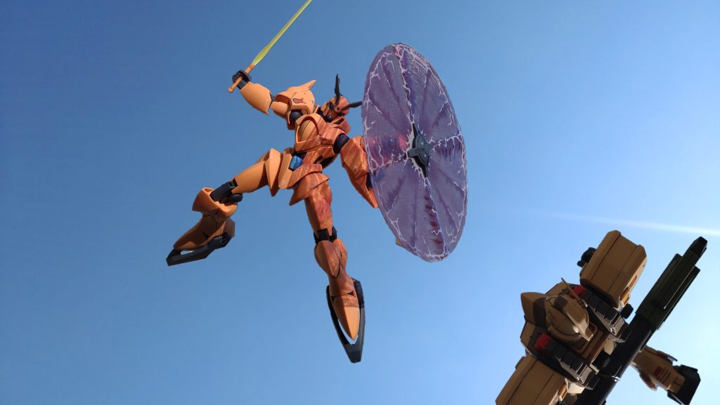 シャッコーが迫るシーン。エフェクト加工前です。