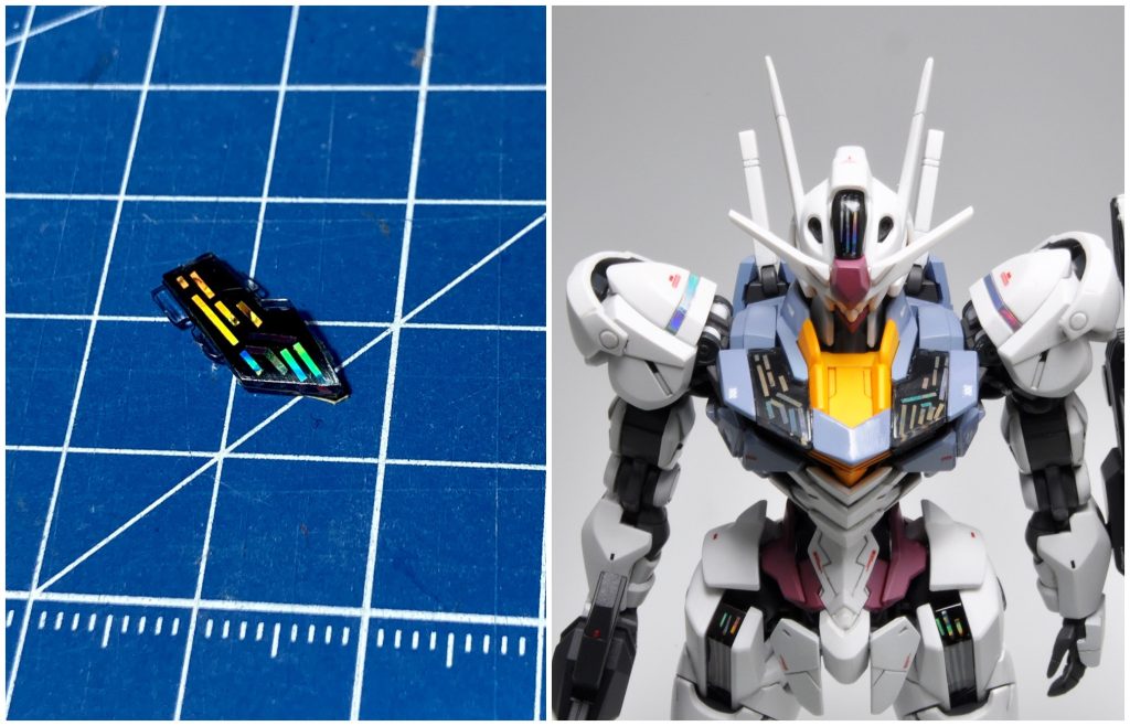 ユニットシェルは色を変えてみたいと思ったのでオーロラシートを切ってそれっぽくしてみました。