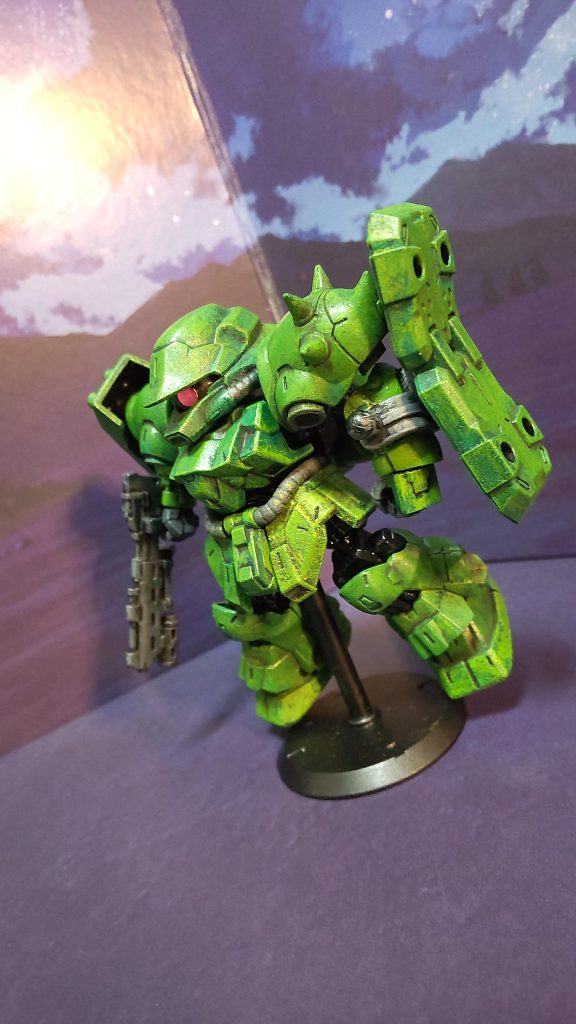 黒下地．艶消しコート・アクリルガッシュ・ウェザリングです。