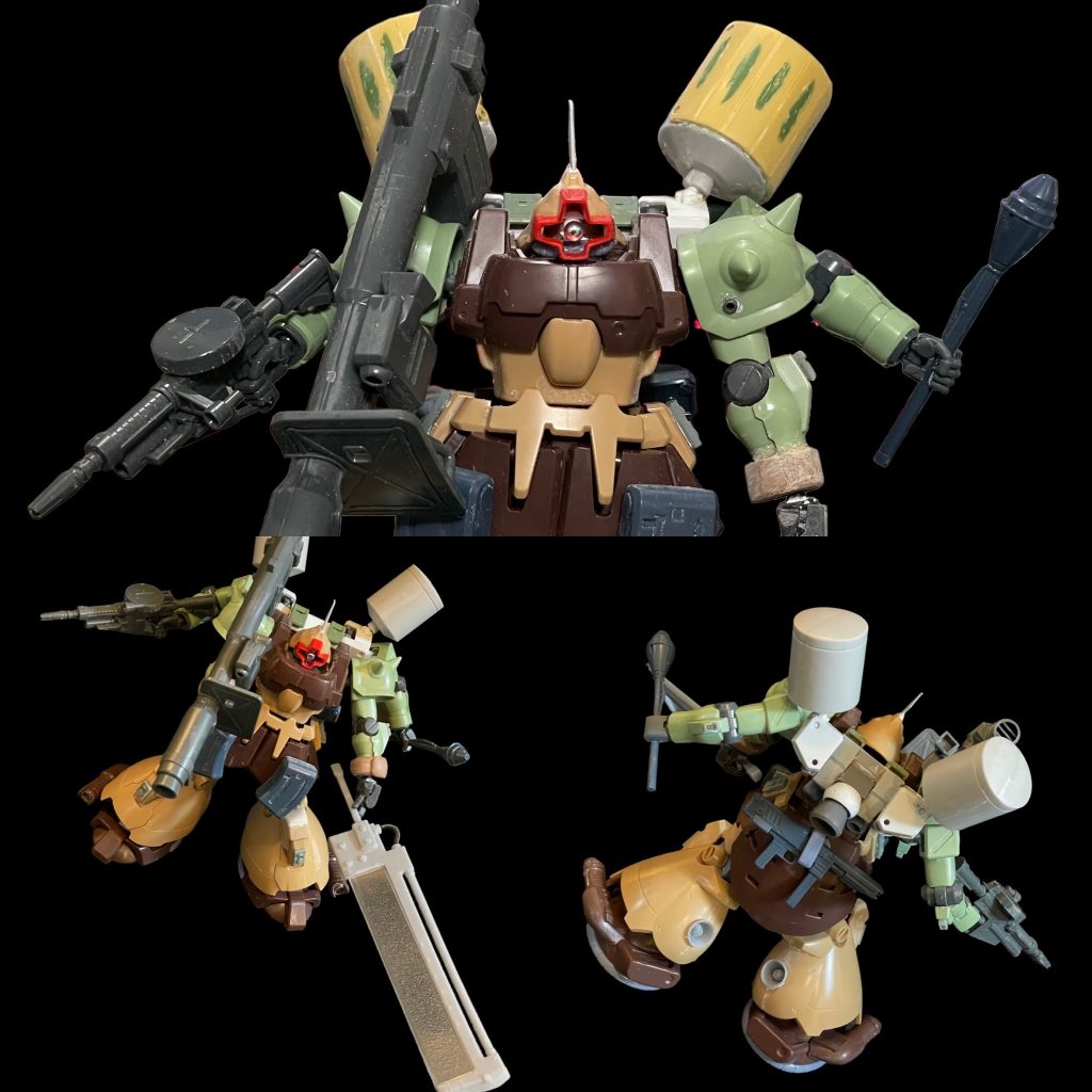 肩口には強引に方向転換する小型のスラスターを付けてます。バーニアとヒートマチェットは3Dプリンターでフルスクラッチです。