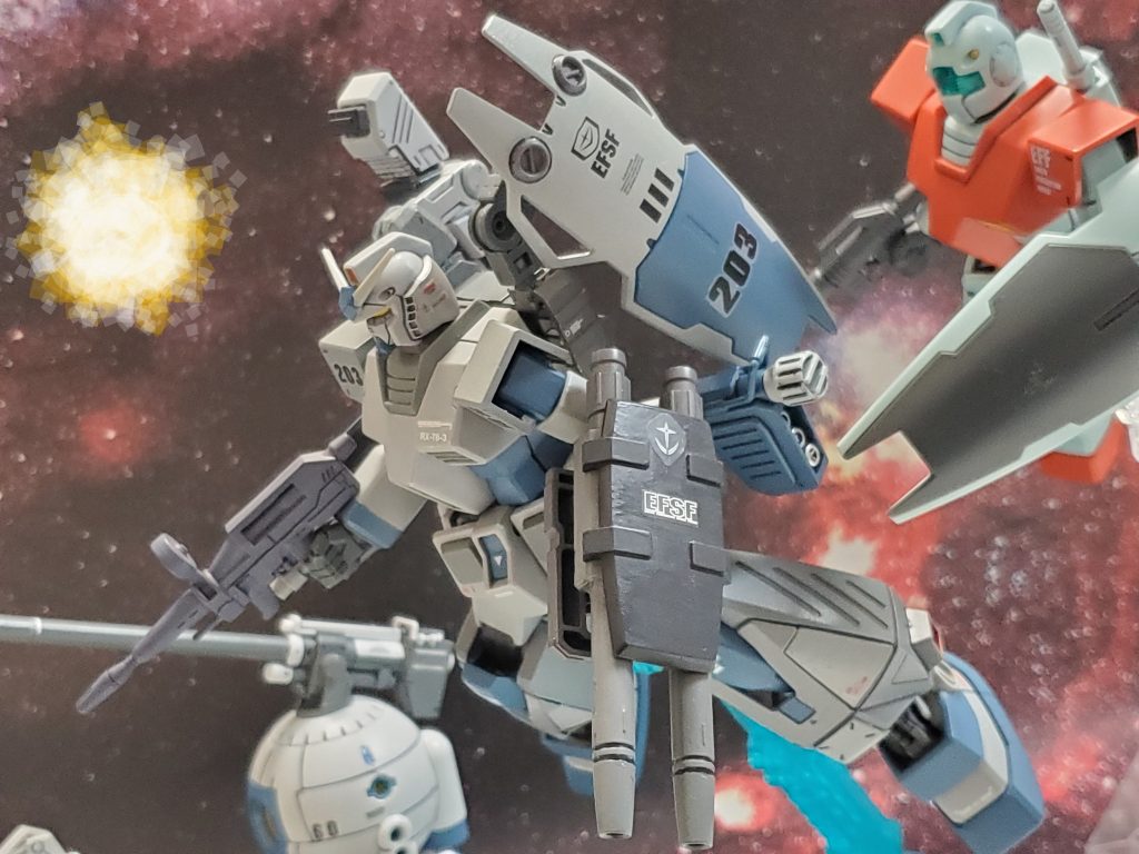 ソロモン攻略戦が開始され、艦隊より次々にMS部隊が発艦していく…🚶💨その中にフルアーマー装備に身を包んだハインツ・ベア中尉のG-3ガンダムの姿があった…✴️ワッケイン艦隊の使命は、ティアンム主力艦隊によるソーラーシステム攻撃まで出来るだけ多くの敵戦力をこちらに引き付ける事である…👍️✨