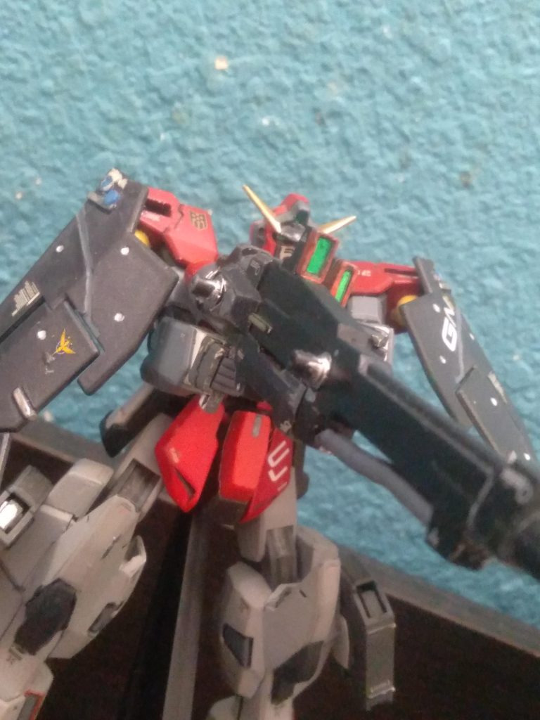 This is one of the 5 gundams on board Andromeda. It is the GN-R2 Gundam Antares. Antares was built to be the long range shooter of the group. With various types of equipment and weapons, it was a versatile machine. 