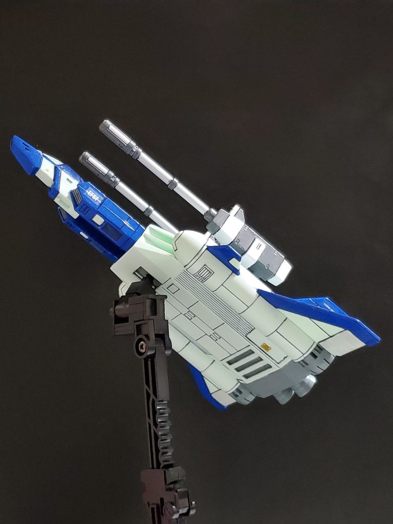 最後は機体下からのアングル❗航空模型では外せないアングルですかね✨今回はモビルスーツと違って格闘戦が出来ないため、アクションシーン撮影が難航しました😅💦とは言え、満足いくコア・ブースターが完成して良かったです😊🎶アクションシーンに乏しい投稿になってしまった気がしますが、最後までご覧頂きありがとうございました～🙇✨
