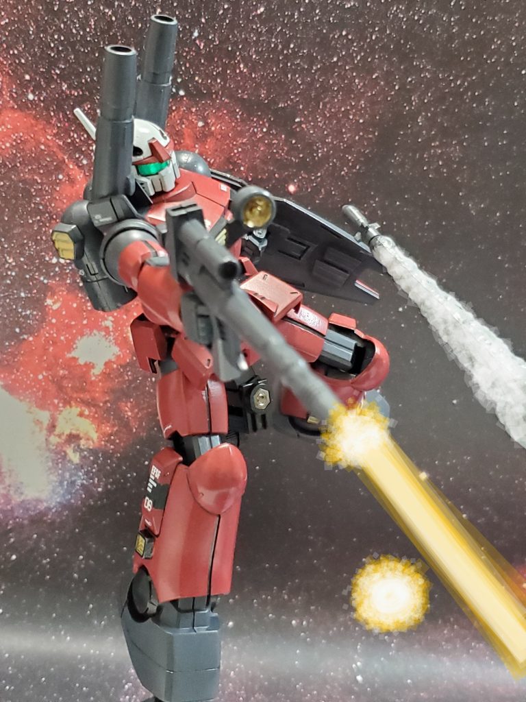 RX-77-2M『ガンキャノンM型』はガンダム6号機マドロックで得られた戦闘データを反映させた後期型のガンキャノン❕脚部にスラスターも増設され機動性向上🎶シールドも標準装備👍✨大戦末期に数機が生産され、その内の1機がエイガー機である😎✴️