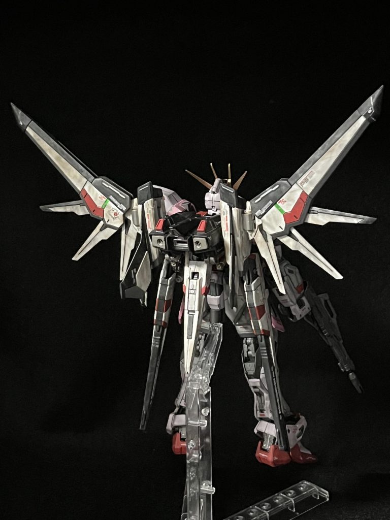 背中も抜かり無くカッコいい。ただ、どうにも背中が重いようで、段々と腰が後ろに傾いていきます。