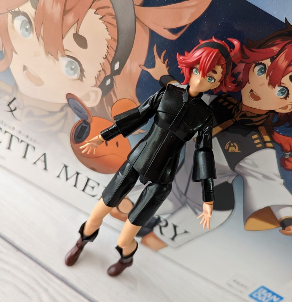 塗装して艶消し噴いて出来上がった真っ黒スレッタちゃん。塗装せずに30msのパーツと入れ替えるってのも考えましたがソレではガンプラではなくなってしまう気がしたので塗装で！