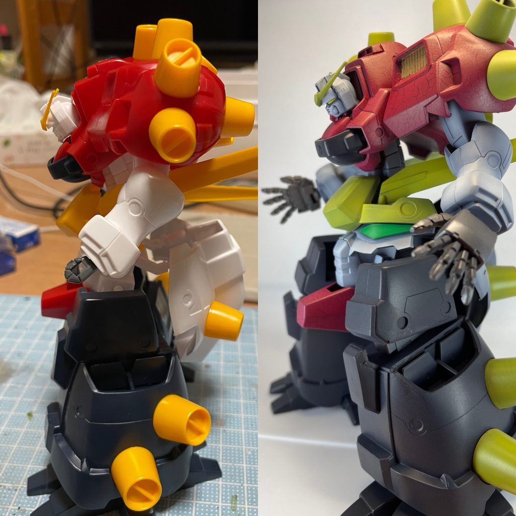 膝を曲げて前傾姿勢にして、ハンドパーツを変更するだけでカッコよくなりました。