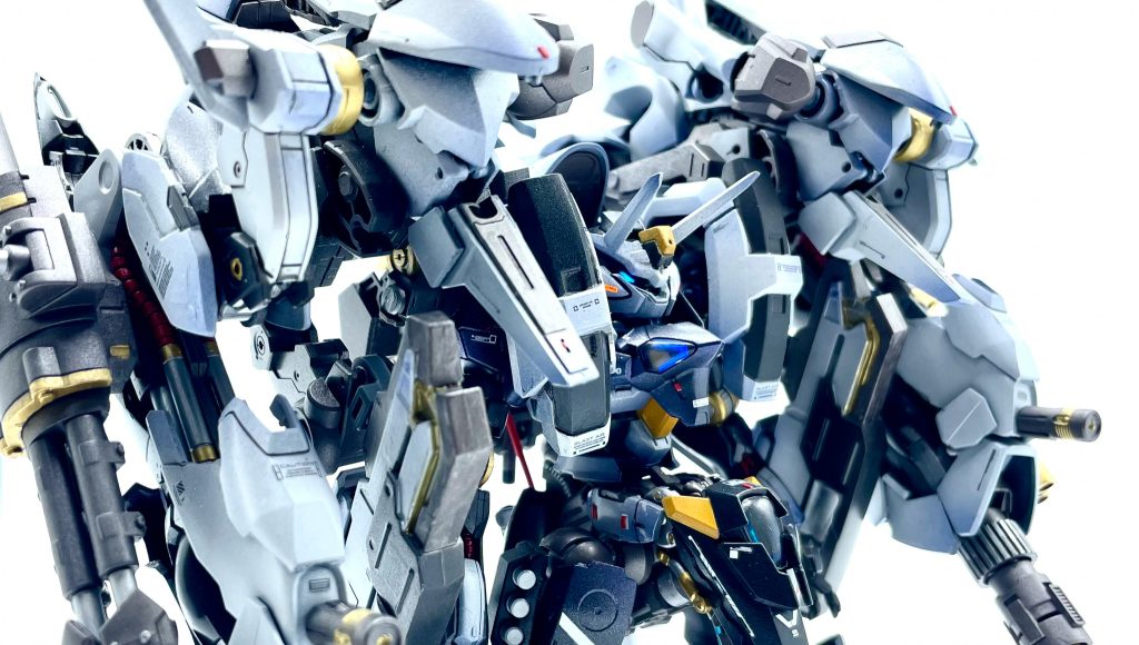 今回は名前の通り、ファラクトを砲撃戦仕様のフルアーマー化したら、という感じで作りましたパッと見ファラクト感は薄いですが、ファラクトのパーツを所々に使い面影を感じれるよう意識しました