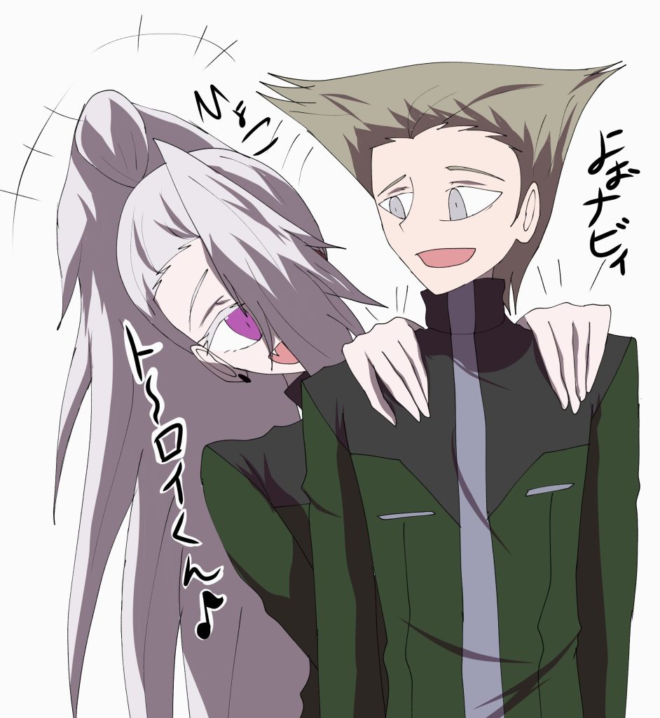 右がお調子者で陽気な若者で左のハウンドρと仲が凄く良い、「ハウンドδ」のトロイ·ロートン少尉。モビルスーツの整備全般を任されている有力者。ナビィ「ト~ロイくん♪」トロイ「よぉナビィ」ナビィ「ご飯食べにいこ」トロイ「おう」