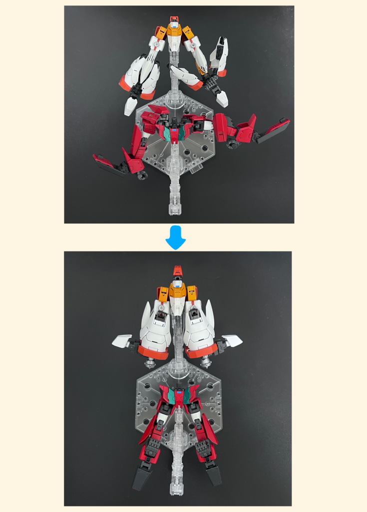 ③アズダハーグ号を下半身、カリブディス号を胴体へとそれぞれの変形を行います。