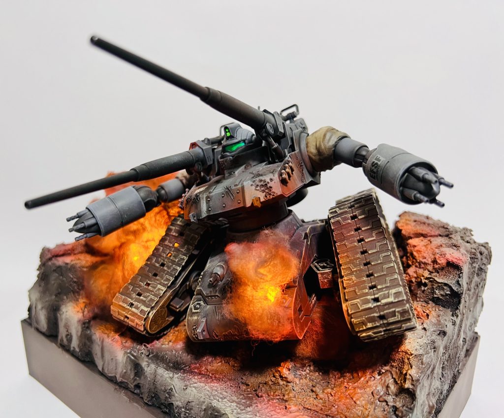 HG 1/144 機動戦士ガンダム THE ORIGIN RTX-65 ガンタンク初期型 少改修ウェザリング塗装済み完成品LED発光ジオラマ台座付き–3枚目/制作者：H4co Y