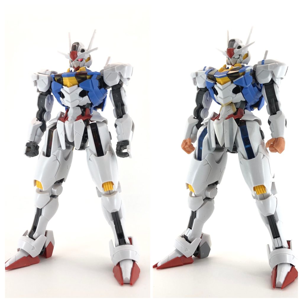 太もものラインをフルメカニクスのエアリアルを参考に変更してみました。シェルユニットはサーベルのランナータグから作ってみました。