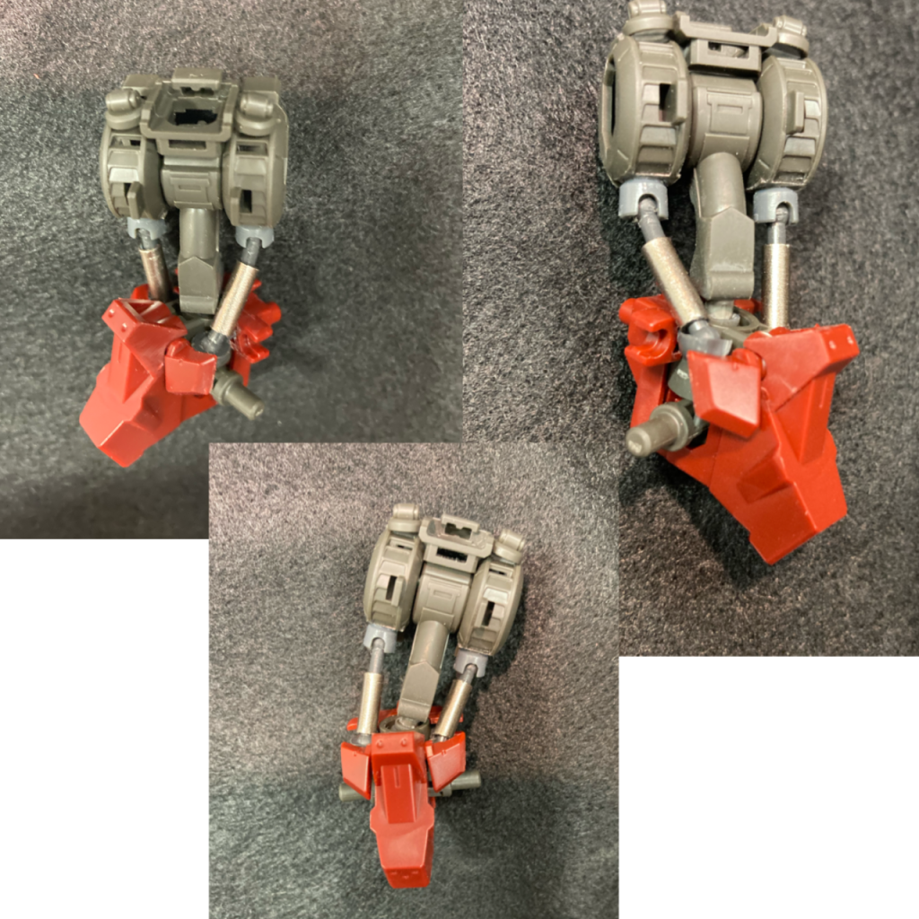 改造したシリンダー部ですボールジョイントとプラパイプを使用し、胸と腰のフレームを接続するような形で改造しましたこれで腰の可動と同時にシリンダーが伸縮するようになりました