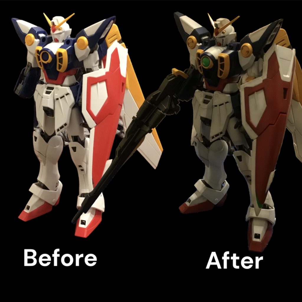 素組と塗装後の比較です。環境下で撮影しています。