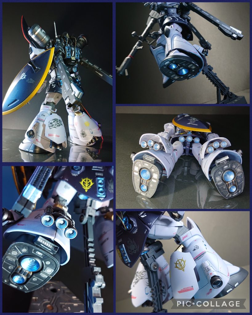 こちらもあまり見えない所かもしれませんがバーニアモリモリに見えるショットです。シルバーにクリアブルーでグラデーションかけたつもりです(ちょっと吹きすぎましたかね。。😅)