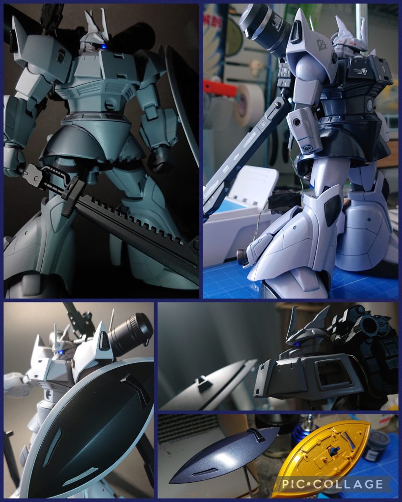 サフと塗装です。塗料はこれまでAOZ関連で使用したものを色の源で微調整して塗ってみました。両刃のヒートソードは黒サフ吹きっぱなしです。