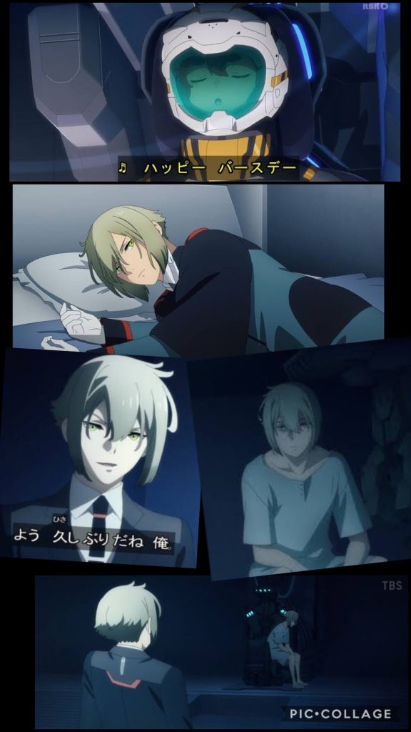 オリジナルエラン「よう。久しぶりだね、俺。」エラン「オリジナルか.....。こんな所に来るなんて.....。」オリジナルエラン「ふ、アレがスレッタ・マーキュリーか。完全にイカれてるな。」エラン「....。」オリジナルエラン「相変わらず愛想が無いな、４号。それでよく俺の代わりが務まっているよ。」エラン「....そんな事を言いに？」オリジナルエラン「フッ、まさか。おまえに伝えに来たのさ。」エラン「...何を？」オリジナルエラン「エアリアルとの決闘に勝ったら、晴れてお役御免って事をさ。そうしたら、もう俺の代わりをしなくていい。元の顔に戻れるし、市民ナンバーだって用意する。嬉しいだろ？」エラン「....。」オリジナルエラン「ふーん、反応無しか。嬉しくないのか？じゃあなんだって身代わりを引き受けたんだ？」エラン「....。」オリジナルエラン「ガンダム・ファラクト。あのガンダムが、呪いのMSだって知ってるんだろ？」エラン「....。」オリジナルエラン「相変わらず何考えてるか解からない奴だ。まあいい。CEOの婆さん達が呼んでるぜ。」エラン「....。」オリジナルエラン「おまえに話があるってさ。たしかに伝えたぜ。じゃあな、俺。」エラン「.....。」–ペイル・テクノロジー–ニューゲン「フフ...待っていたわ４号。」カル「調子はどうかしら？」ネボラ「ジェタークの御曹司との決闘では、随分、無茶をしたようね。」エラン「.....問題....ない...。」ニューゲン「そう、それを聞いて安心したわ。」カル「次の決闘に賭けるのはエアリアル...。あの機体を手に入れるの。」ネボラ「あの機体の秘密を手に入れる為にね。」エラン「....ひとり、多いけど...？」ニューゲン「フフ、そうね。４号、貴方に紹介する必要があるわね。」