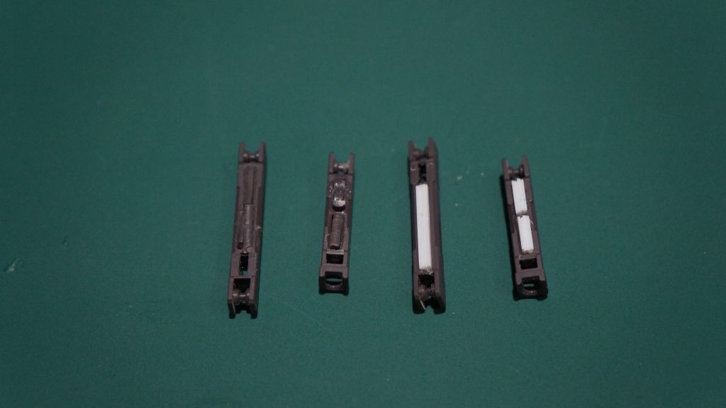 背面のシールドのアーム部分は肉抜き穴埋めをしています。ランナー使ったり、プラ板使ったり…。