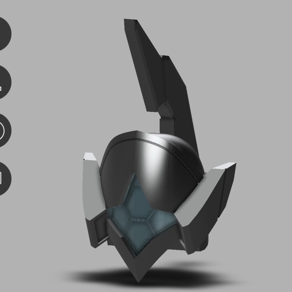 3Dモデリングですバイザーパーツはクリアで出力予定にしました