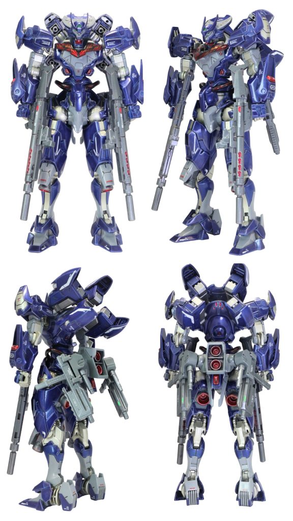 フル装備素立を各アングルから。ガンビットは背面のアームドアームに接続され、ビットと使用しない場合もアームドアームの追加砲門として機能する。バックヘヴィーになって結構ボリュームある機体になりました。