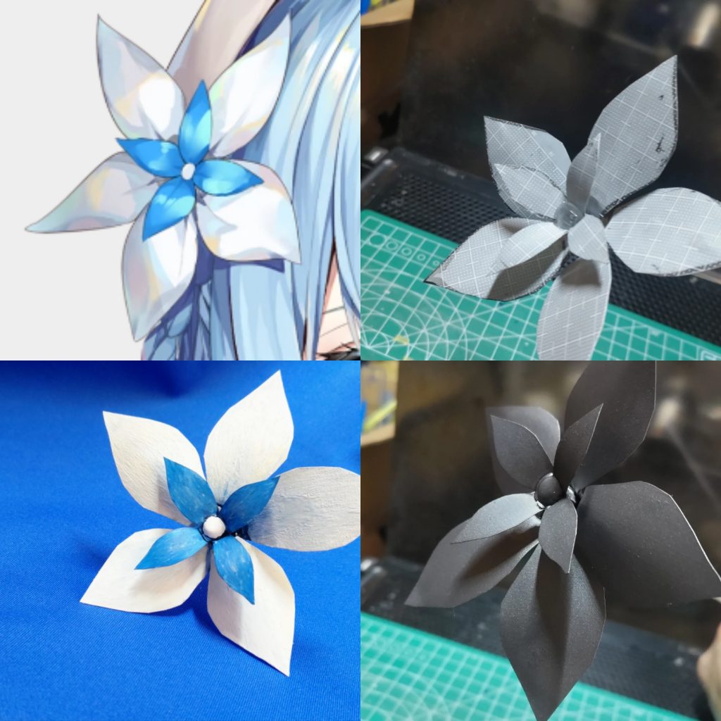 花はプラ板で作成。注:画像はお借りしました。申し訳ございません。