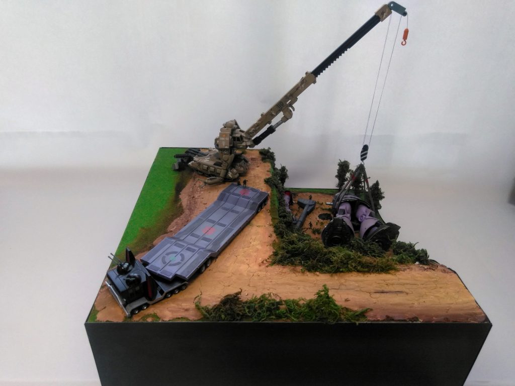 ジオラマ用の芝、土、樹木等材料のほとんどは100均で入手。