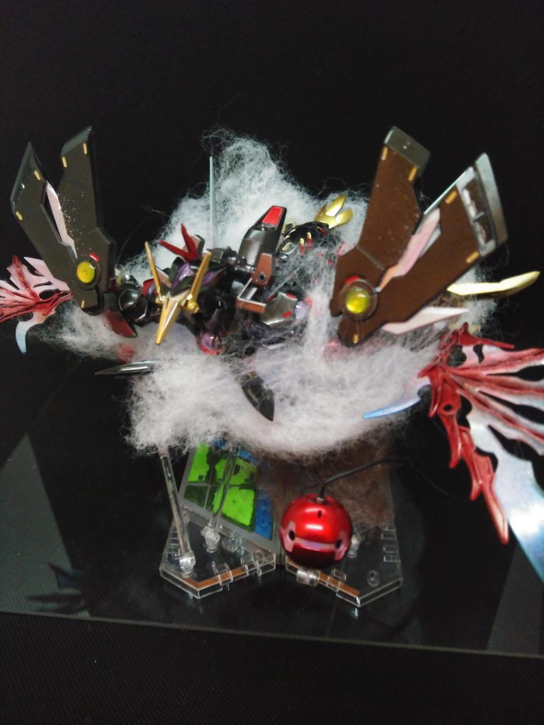 市街地ベースを手に入れたので飛行ヴィネット化してみました。戦火の市街地~雲~鳥を想定してたけどベースの腕長が足りず雲に突っ込んでもたorz