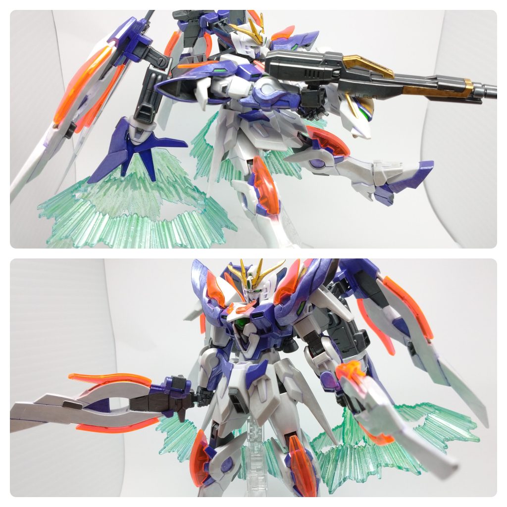 今回一番やりたかったこと。エフェクトパーツでツインドライヴを魅せるところ。場所の関係や重量から、動かしやスタンドによるポージングが難しく、かなり限定的になってしまいました。