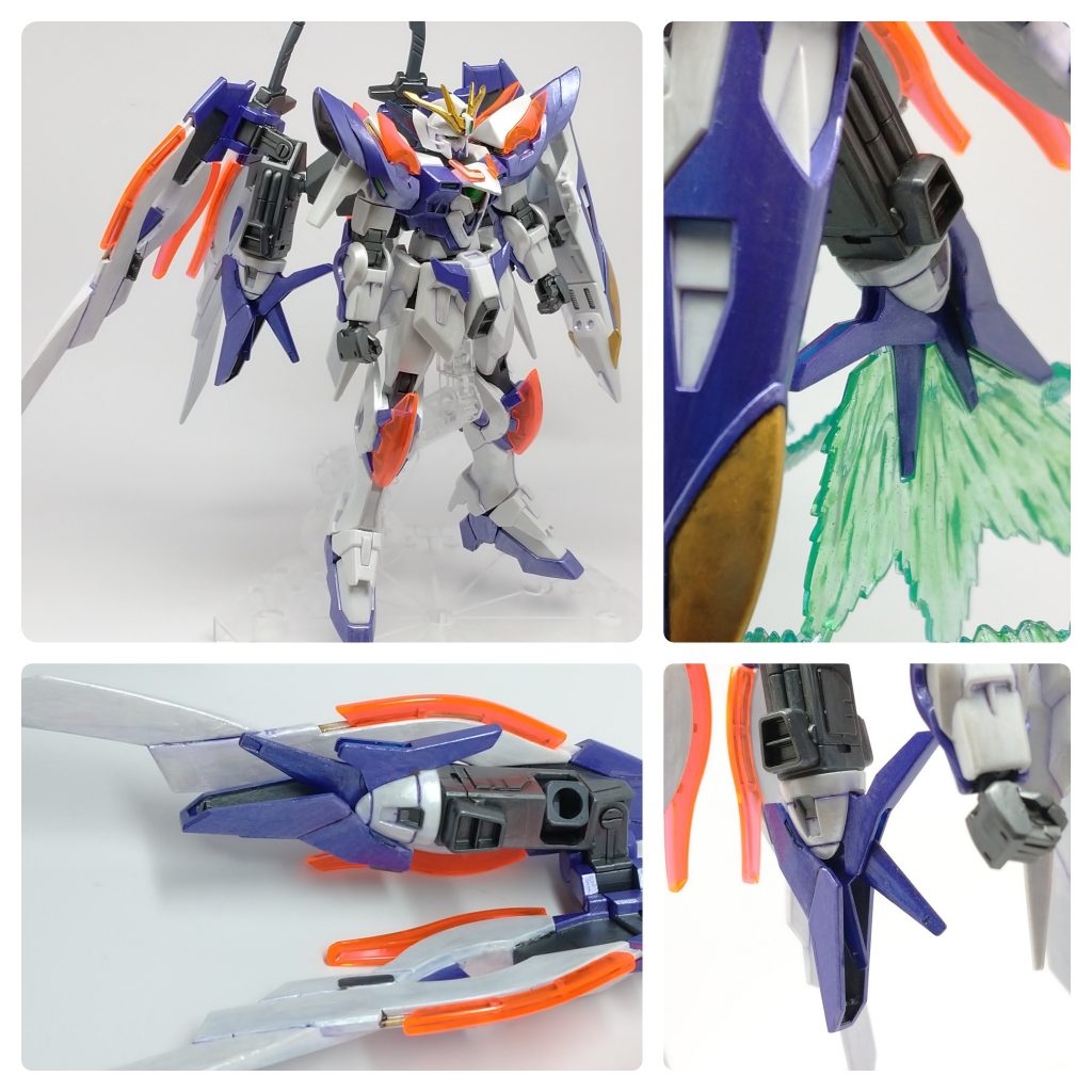 GNドライヴ取り付け位置はバーニア部位を外してそのまま接着。ウイングを畳んでも干渉せずにすみました。