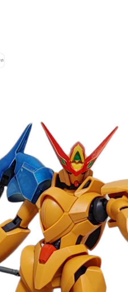 ガンダムタイプのツインアイはシャッコーの複合複眼式マルチセンサーのカバーを塗っただけもので、性能的に違いはない。右肩はパイロットのファルコ・バイス中尉のパーソナルカラーという設定。